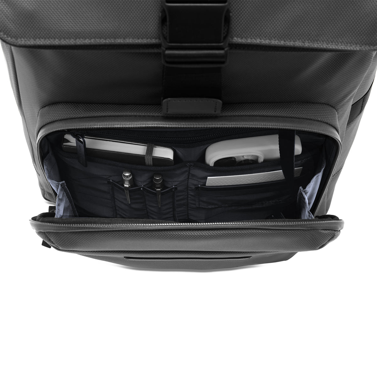 Midtown Flaptop Backpack / All Black / Recycled Nylon