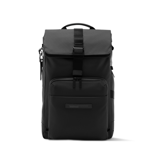Midtown Flaptop Backpack / All Black / Recycled Nylon