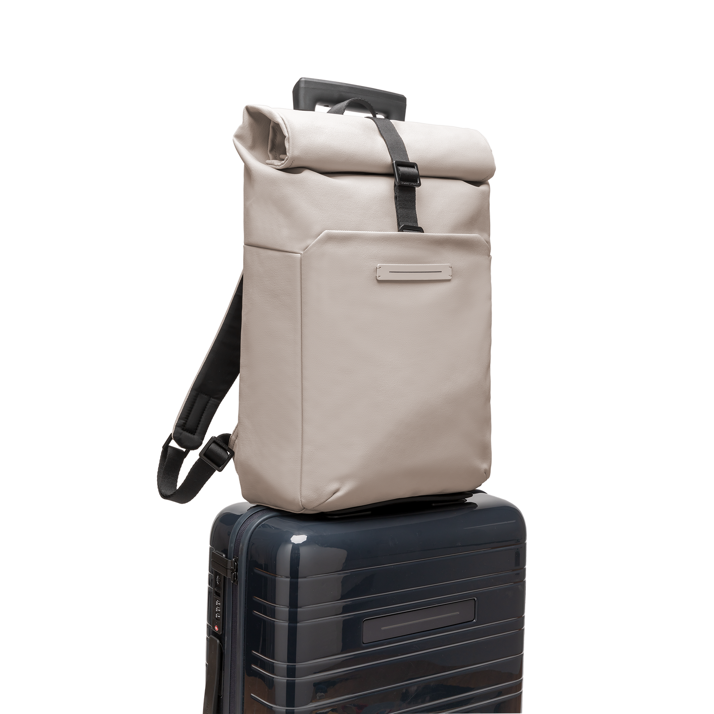 Sofo Rolltop Rucksack Rucksack Beige Vorderseite Trolley - Wasserabweisend Vegan Ergonomisch - Horizn Studios